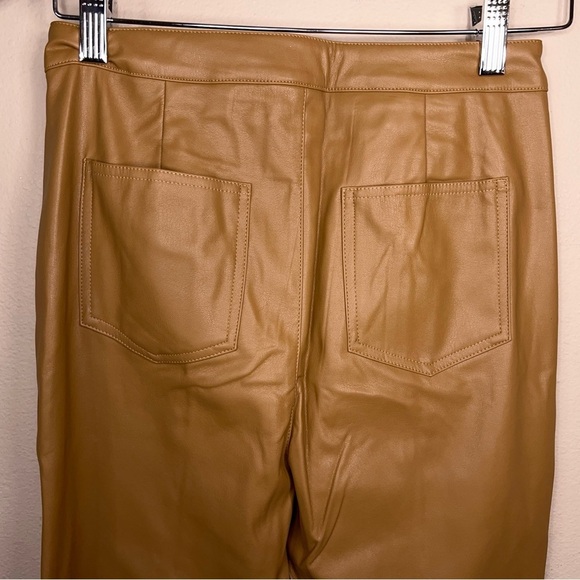 New Medium Fitted Forever 21 Tan Brown Faux Leather Pants Stretch Vegan NWT - Picture 3 of 15